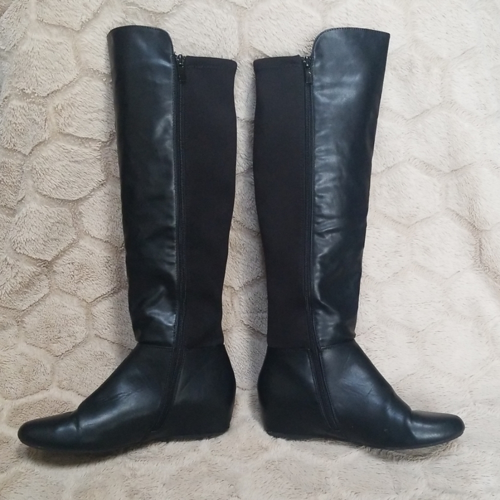Aldo Black Over The Knee Leather 5050 Riding Boots - Picture 3 of 6
